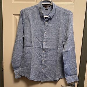 Michael Kors Linen Light Blue Casual Button Down Shirt